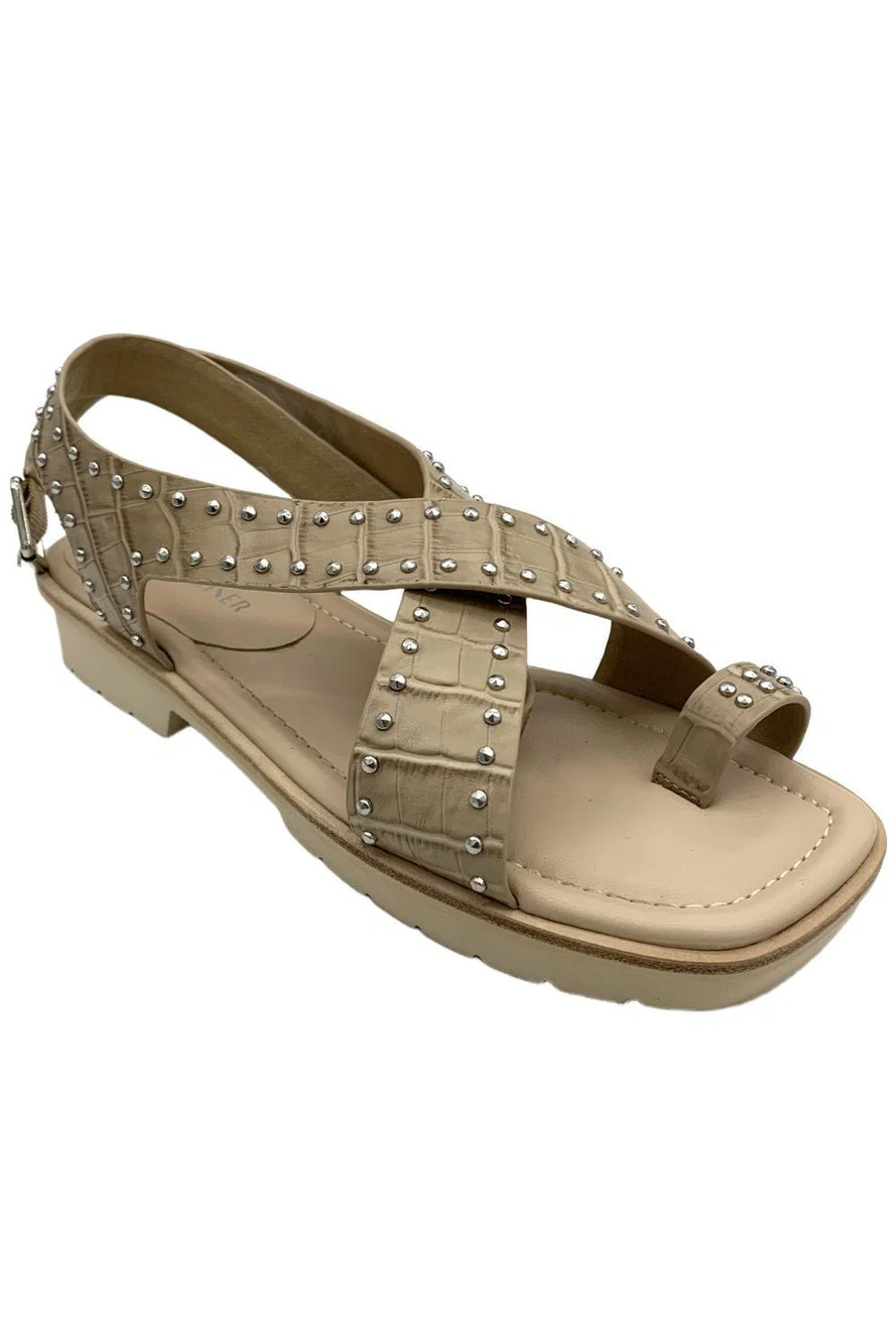 Donald Pliner Women's Thalita Strappy Sandal Sand Crocco - Medium